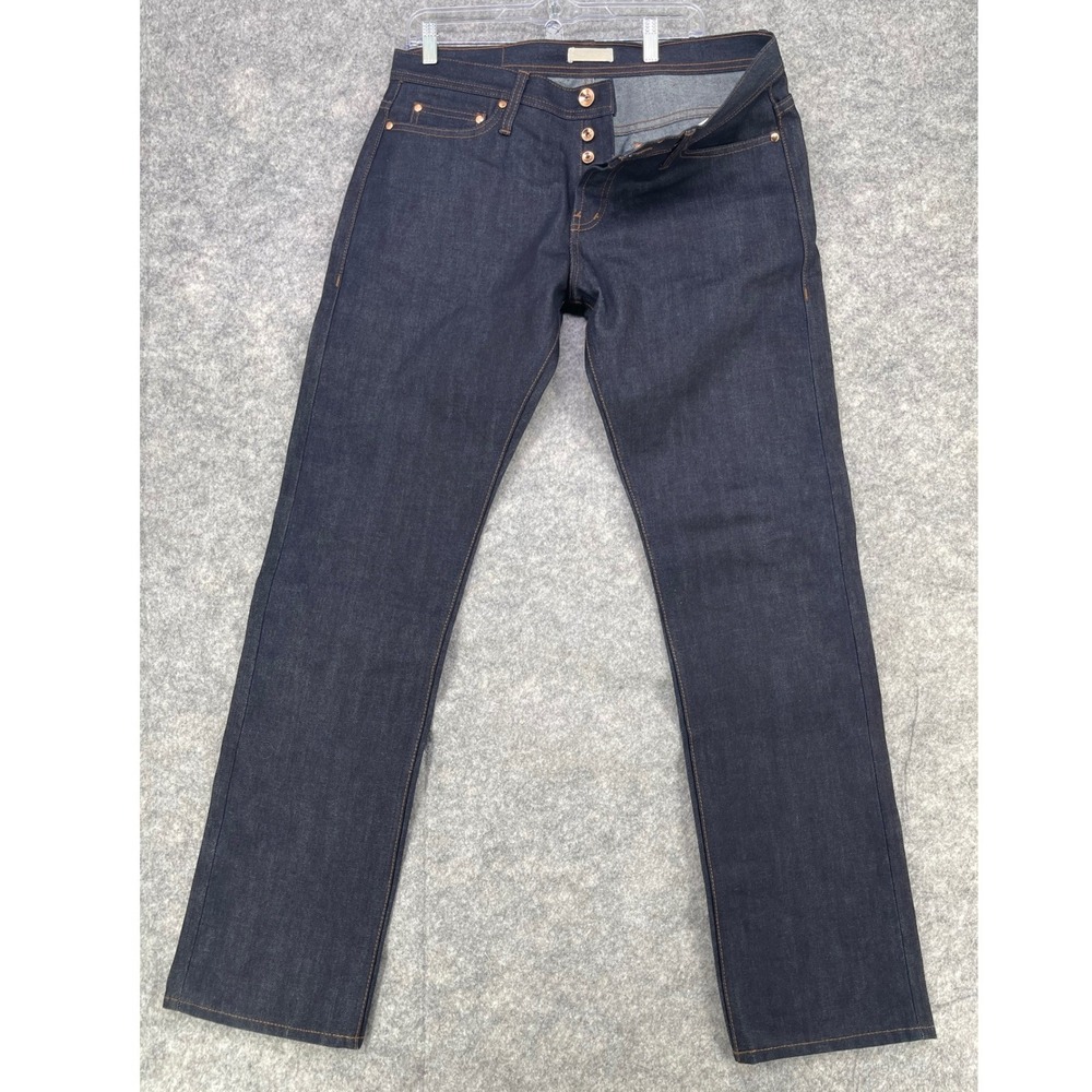 The Unbranded Brand UB201 Tapered Jeans Mens 36 Indigo 14.5oz Selvedge Raw Denim